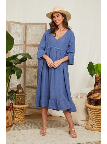 Lin Passion Leinen-Kleid in Blau