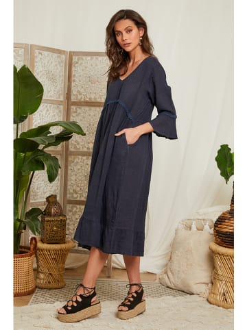 Lin Passion Leinen-Kleid in Dunkelblau