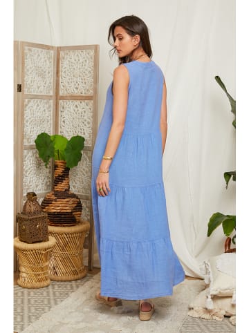Lin Passion Lniana sukienka w kolorze błękitnym