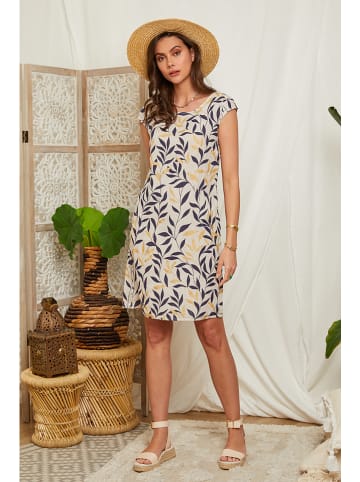 Lin Passion Leinen-Kleid in Dunkelblau/ Creme