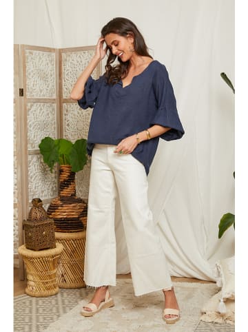 Lin Passion Leinen-Bluse in Dunkelblau