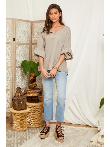 Lin Passion Leinen-Bluse in Taupe