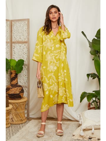 Lin Passion Lniana sukienka w kolorze żółtym