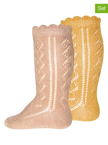 ewers 2er-Set: Kniestrümpfe in Beige/ Gelb