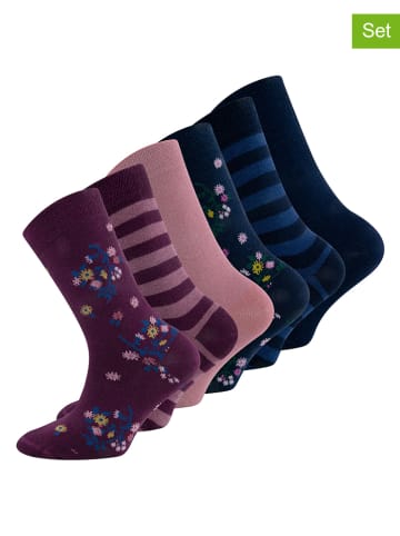 Ewers 6-delige set: sokken donkerblauw/paars