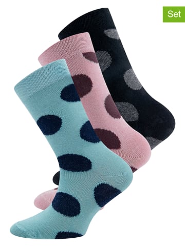 Ewers 3-delige set: sokken blauw/lichtroze/zwart