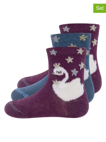 ewers 3-delige set: sokken paars/blauw
