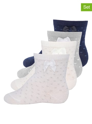 Ewers 4-delige set: sokken crème/donkerblauw/grijs