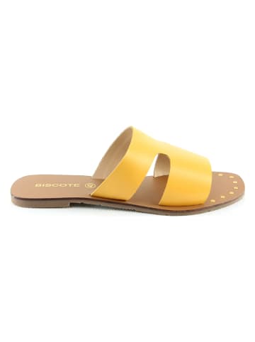 Biscote Leren slippers "Becky" geel