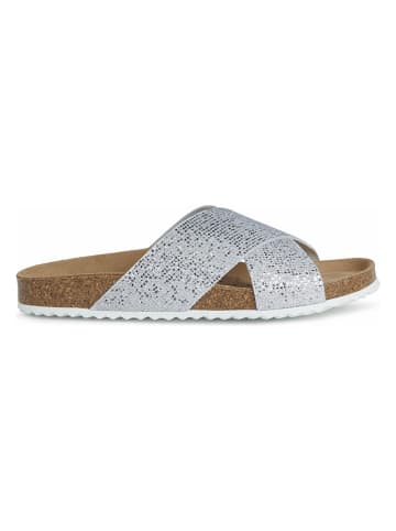 Geox Leren slippers "Brionia" zilverkleurig