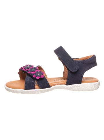 lamino Leren sandalen donkerblauw