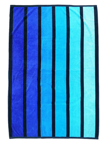 Le Comptoir de la Plage Strandtuch "Tangua - Happy" in Blau/ Hellblau - (L)180 x (B)140 cm