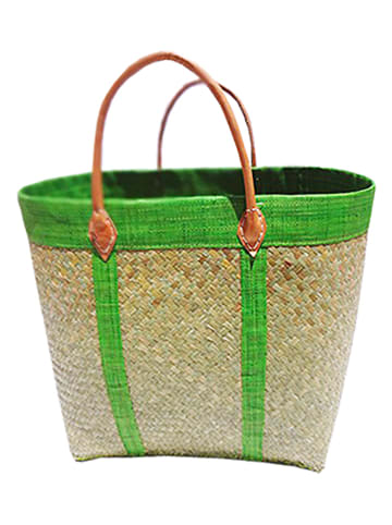 Le Comptoir de la Plage Strandtas "Tsimgy" groen/beige - (B)40 x (H)48 x (D)22 cm