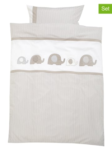 Alvi 2tlg. Bettwäsche-Set "Applikation Elefant" in Beige