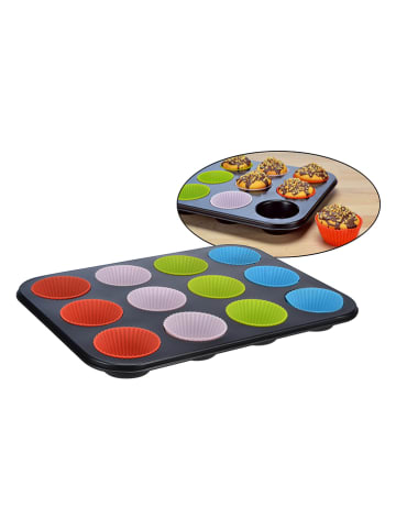 Chefware Blacha w kolorze czarnym ze wzorem do muffinek - 35 x 26,5 cm