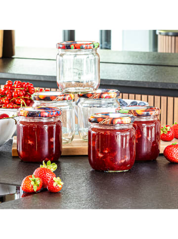 Chefware 6er-Set: Einmachgläser in Transparent/ Bunt - 425 ml