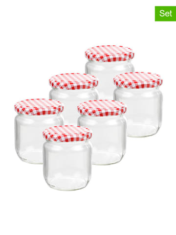 Profiline 6-delige set: inmaakglazen transparant/rood - 425 ml