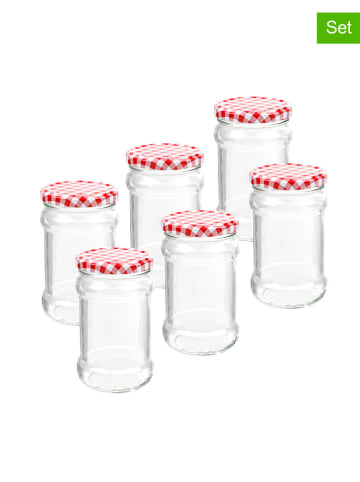 Chefware 6-delige set: inmaakglazen transparant/rood - 315 ml