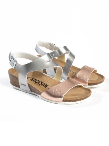 BACKSUN Keilsandaletten "Lamezia" in Silber/ Rosa