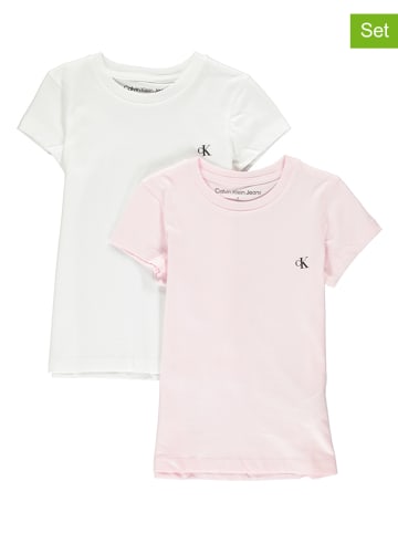 Calvin Klein Koszulki (2 szt.) w kolorze białym i jasnoróżowym