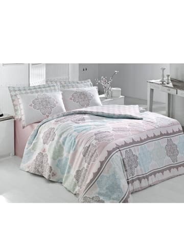 Colorful Cotton Komplet pościeli satynowej "Andalucia" w kolorze miętowo-kremowym