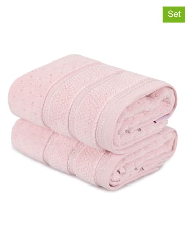 Colorful Cotton Ręczniki (2 szt.) w kolorze jasnoróżowym do rąk