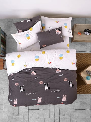 Colorful Cotton Komplet pościeli renforcé "Papcik" w kolorze szaro-białym