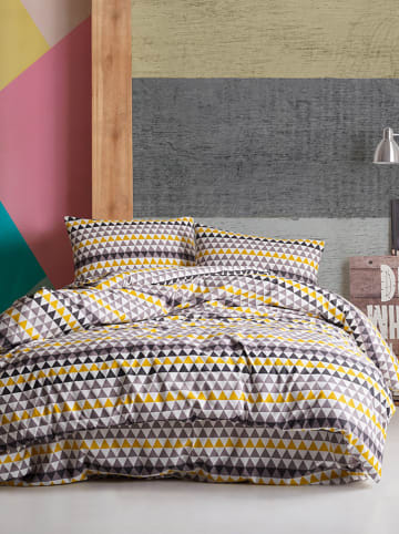 Colorful Cotton Komplet pościeli renforcé w kolorze żółto-szarym