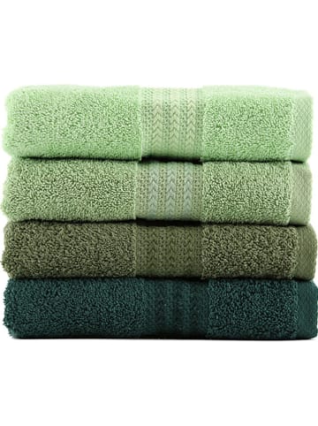Colorful Cotton 4-delige set: badhanddoeken "Rainbow" groen
