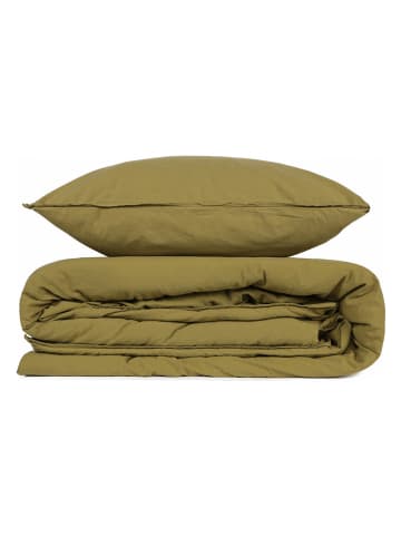 Colorful Cotton Beddengoedset "Standart Stonewashed" olijfgroen