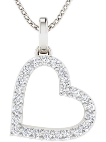 aria Zilveren ketting met diamanten hanger - (L)40 cm