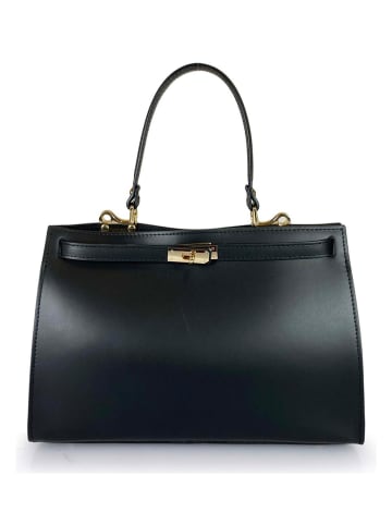 ORE10 Leder-Henkeltasche "Bo" in Schwarz - (B)34 x (H)24 x (T)12 cm