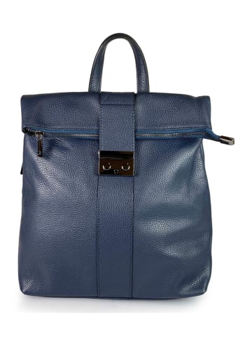 ORE10 Leren rugzak "Book" donkerblauw - (B)29 x (H)30 x (D)13 cm