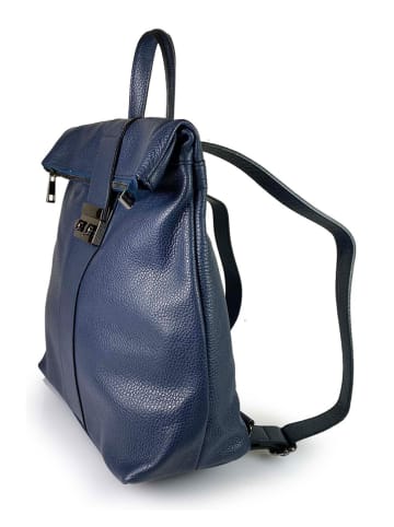ORE10 Leder-Rucksack "Book" in Dunkelblau - (B)29 x (H)30 x (T)13 cm