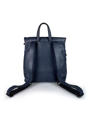 ORE10 Leder-Rucksack "Book" in Dunkelblau - (B)29 x (H)30 x (T)13 cm