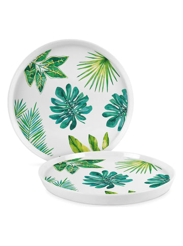 ppd Talerz obiadowy "Jungle" w kolorze biało-zielonym - Ø 27 cm
