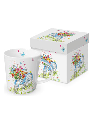 ppd Kubek jumbo "Ride my Bike" w kolorze białym ze wzorem - 350 ml