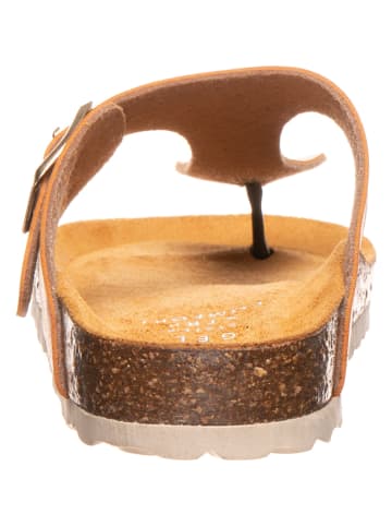 kmins Leren teenslippers lichtbruin