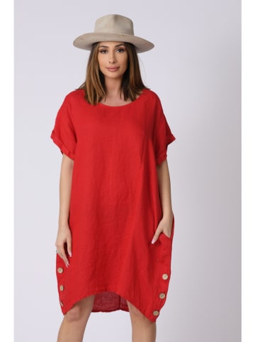 Plus Size Company Linnen jurk "Kassandra" rood