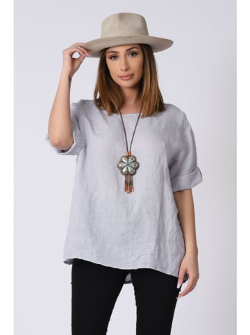 Plus Size Company Linnen blouse "Kely" lichtgrijs