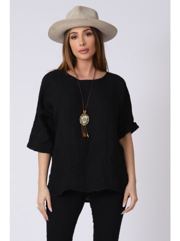 Plus Size Company Linnen blouse "Kely" zwart