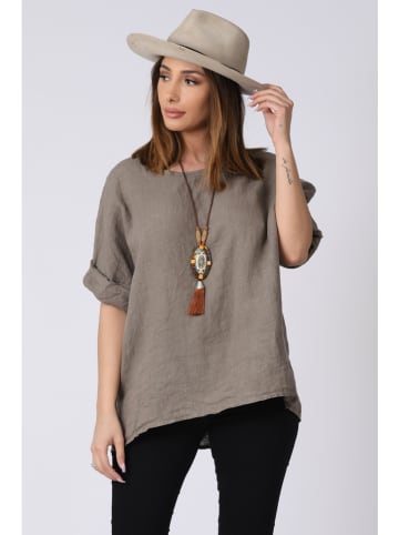 Plus Size Company Linnen blouse "Kely" taupe