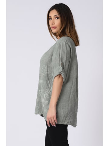 Plus Size Company Linnen blouse "Kenza" kaki