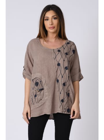 Plus Size Company Linnen blouse "Kristal" taupe