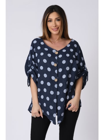 Plus Size Company Linnen blouse "Lara" donkerblauw