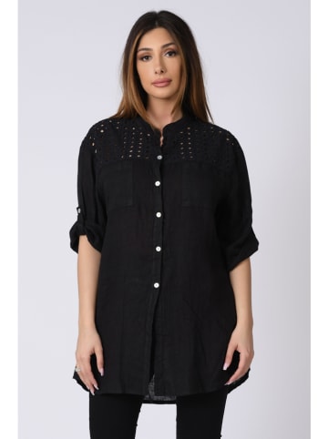 Plus Size Company Lniana bluzka "Lila" w kolorze czarnym