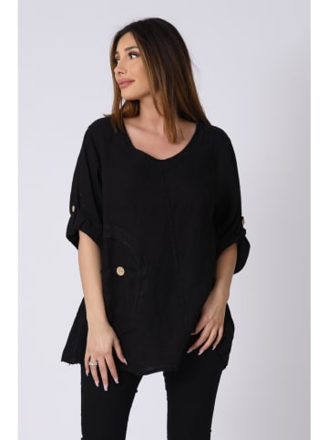Plus Size Company Linnen blouse "Lilyane" zwart