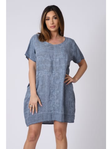 Plus Size Company Linnen jurk "Linas" blauw
