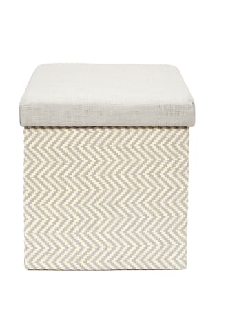 Ethnical Life Kruk met opbergruimte beige/grijs - (B)38 x (H)38 x (D)38 cm