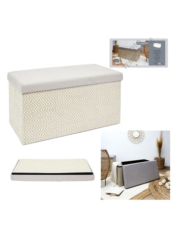Ethnical Life Sitztruhe in Beige/ Grau - (B)76 x (H)38 x (T)38 cm